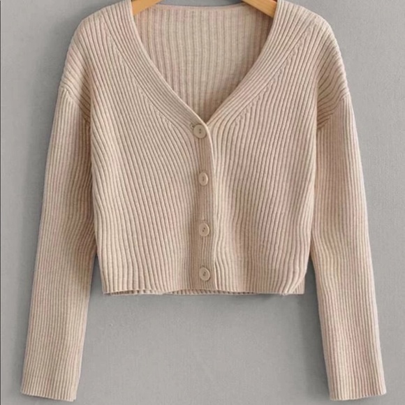 - Sweaters - New Button Front Ribbed Crop Cardigan